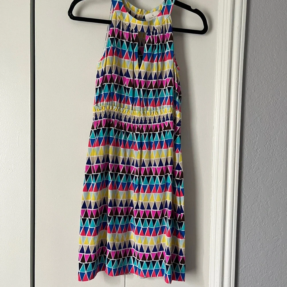 Kate Spade‎ Multicolor Triangle Print Halter Dress Sleeveless Size 4